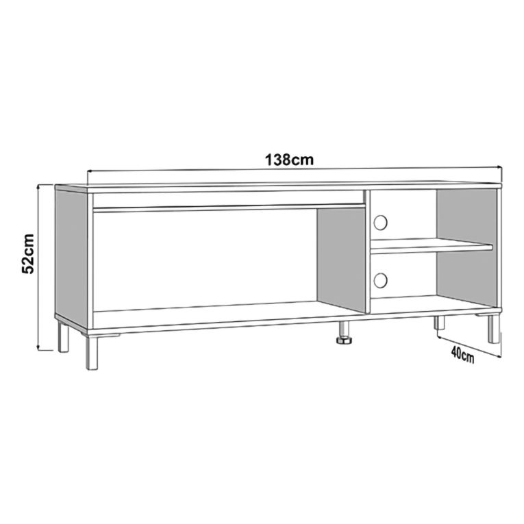 Mobile Porta tv Marrone Rovere Nodi Nero 2 Ripiani 2 Ante 138x40x52h cm, con Piedini - Cigno