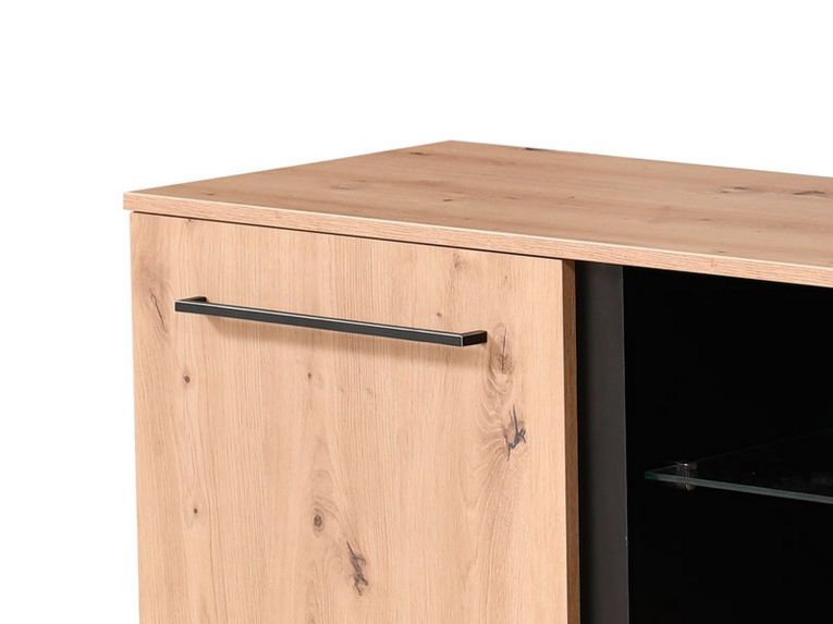 Mobile Porta tv Marrone Rovere Nodi Nero 2 Ripiani 4 Vani 170.5x42x54h cm, 2 Ante - Sutrio