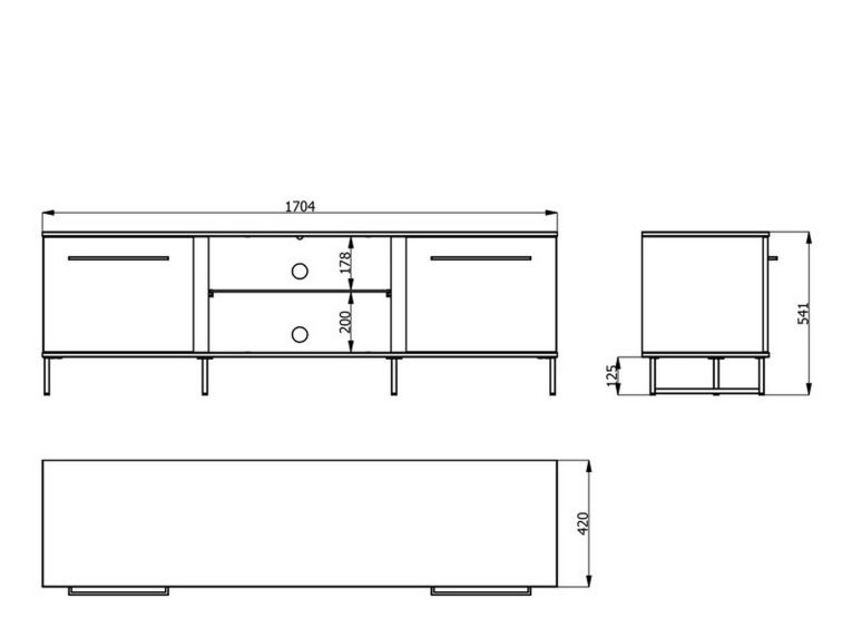 Mobile Porta tv Marrone Rovere Nodi Nero 2 Ripiani 4 Vani 170.5x42x54h cm, 2 Ante - Sutrio