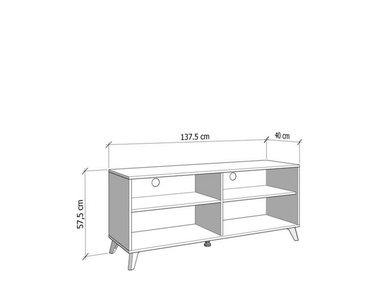 Mobile Porta tv Marrone Rovere Nodi Nero 3 Ripiani Un'anta 137.5x40x57.5h cm, 4 Vani - Platania