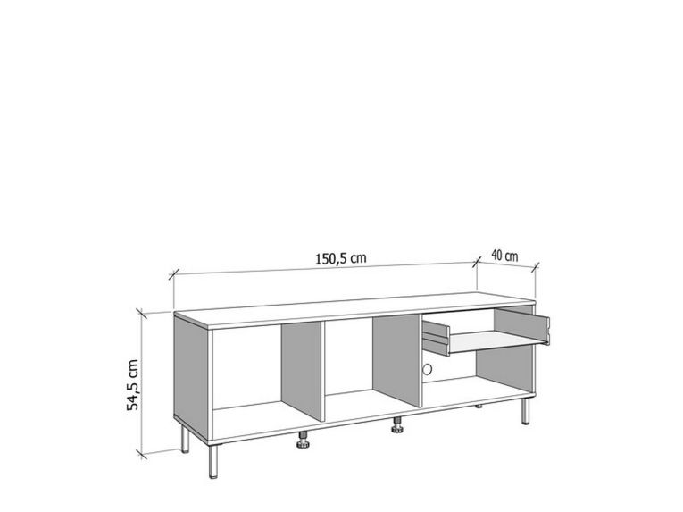 Mobile Porta tv Marrone Rovere Nodi Nero un Cassetto 2 Ripiani 150.5x40x54.5h cm, 2 Ante - Preone