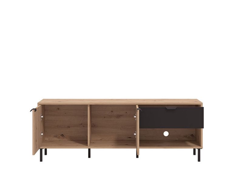 Mobile Porta tv Marrone Rovere Nodi Nero un Cassetto 2 Ripiani 150.5x40x54.5h cm, 2 Ante - Preone