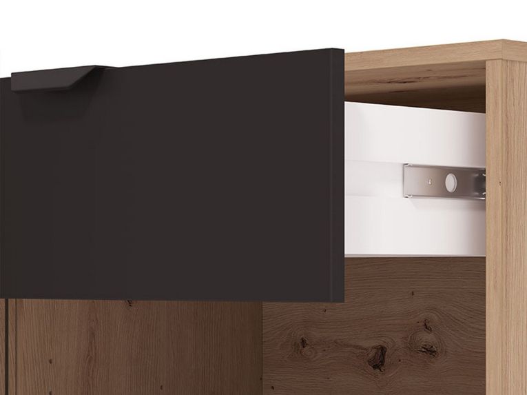 Mobile Porta tv Marrone Rovere Nodi Nero un Cassetto 2 Ripiani 150.5x40x54.5h cm, 2 Ante - Preone