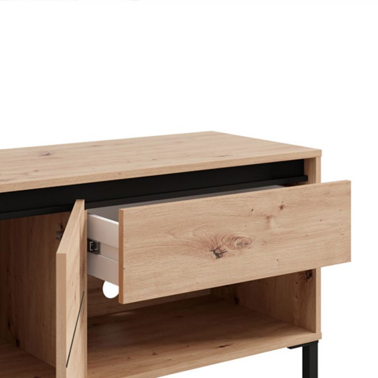 Mobile Porta tv Marrone Rovere Nodi Nero un Cassetto un Ripiano 151x40x52h cm, 2 Ante - Corciano