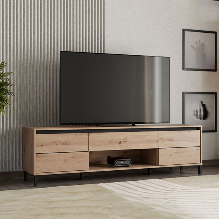 Mobile Porta tv Marrone Rovere Nodi Nero un Cassetto un Ripiano 183x40x52h cm, 2 Ante - Celico
