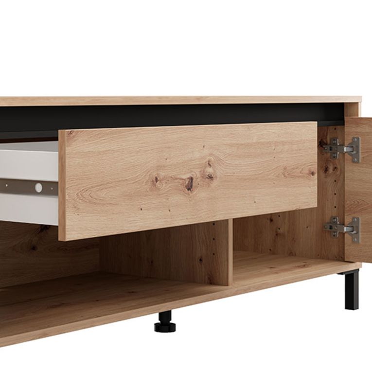 Mobile Porta tv Marrone Rovere Nodi Nero un Cassetto un Ripiano 183x40x52h cm, 2 Ante - Celico
