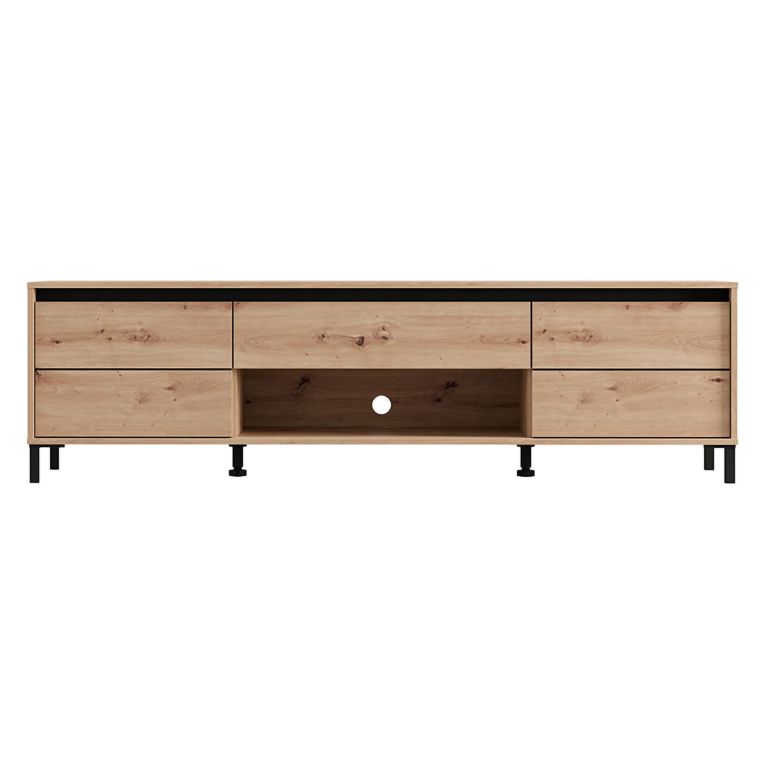 Mobile Porta tv Marrone Rovere Nodi Nero un Cassetto un Ripiano 183x40x52h cm, 2 Ante - Celico