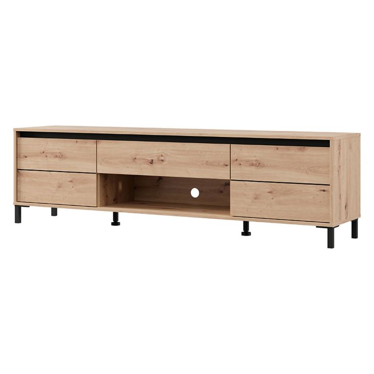 Mobile Porta tv Marrone Rovere Nodi Nero un Cassetto un Ripiano 183x40x52h cm, 2 Ante - Celico