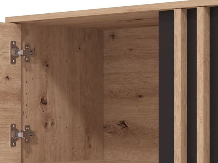 Mobile Porta tv Marrone Rovere Nodi Nero un Ripiano 2 Ante 131.5x40x52h cm, 2 Vani - Forte