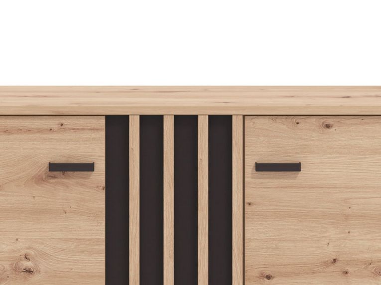 Mobile Porta tv Marrone Rovere Nodi Nero un Ripiano 2 Ante 131.5x40x52h cm, 2 Vani - Forte