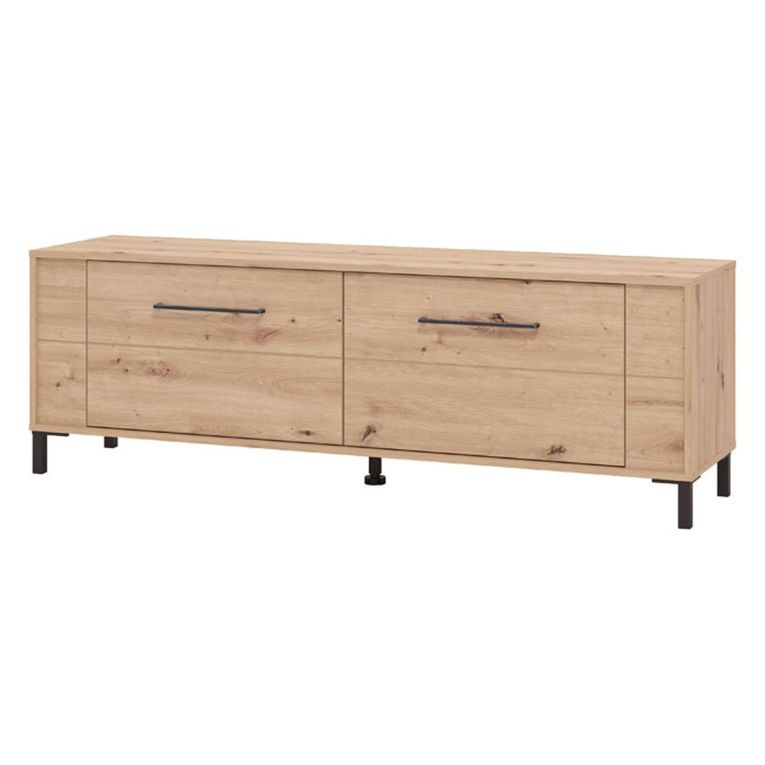 Mobile Porta tv Marrone Rovere Nodi Nero un Ripiano 2 Ante 157x40x52h cm, 2 Vani - Nazzaro