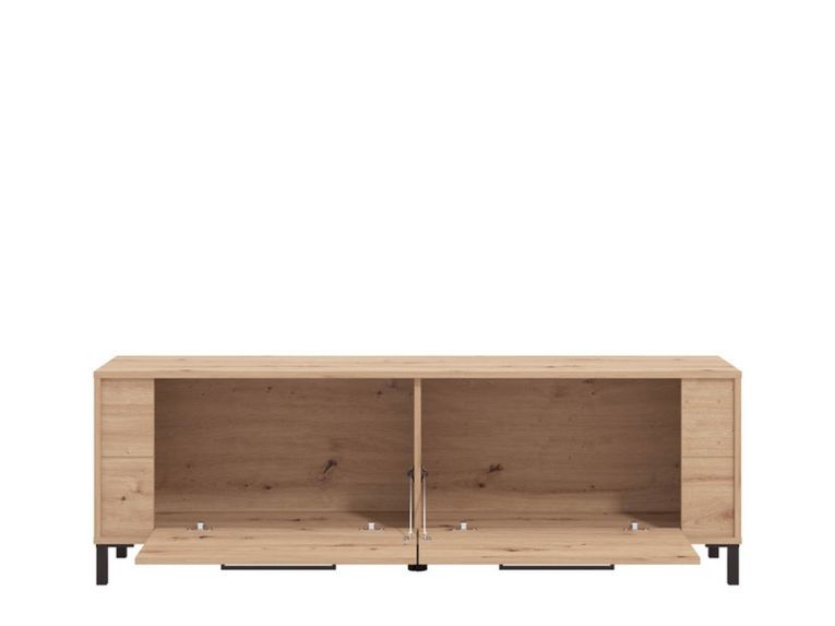 Mobile Porta tv Marrone Rovere Nodi Nero un Ripiano 2 Ante 157x40x52h cm, 2 Vani - Nazzaro