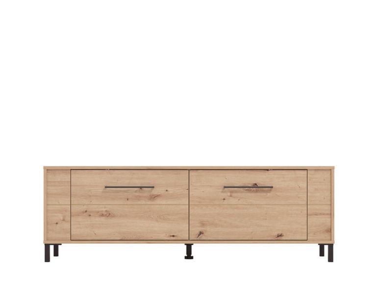 Mobile Porta tv Marrone Rovere Nodi Nero un Ripiano 2 Ante 157x40x52h cm, 2 Vani - Nazzaro