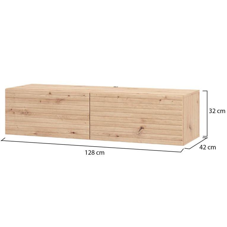 Mobile Porta tv Marrone Rovere Nodi un Ripiano 2 Ante 128x41.5x32h cm, Anta Effetto Rigato - Colico