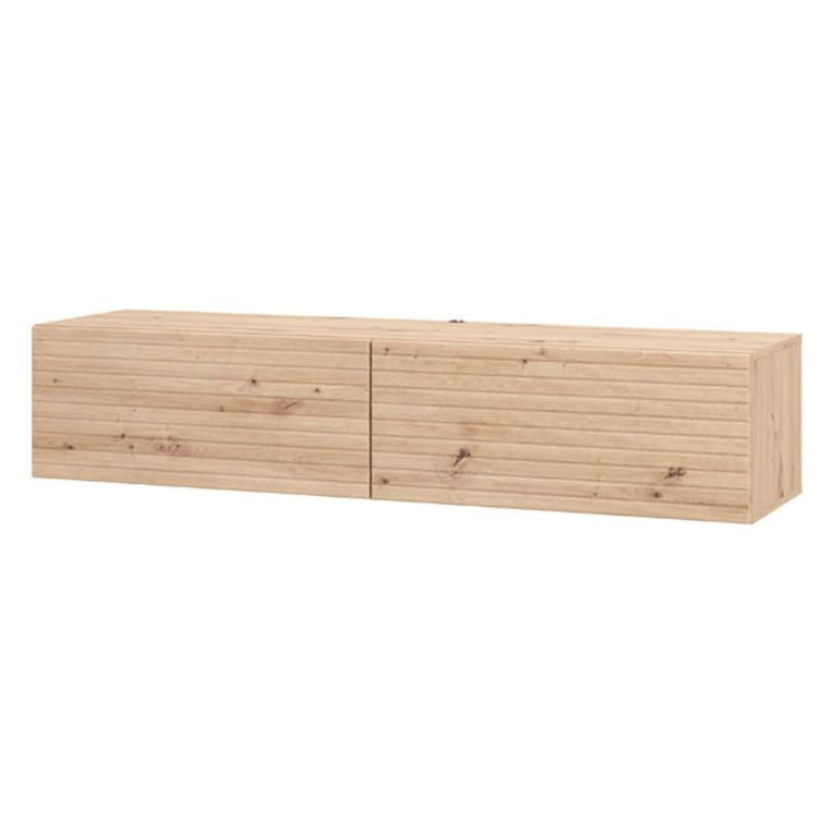 Mobile Porta tv Marrone Rovere Nodi un Ripiano 2 Ante 154x41.5x32h cm, Anta Effetto Rigato - Cedrasco