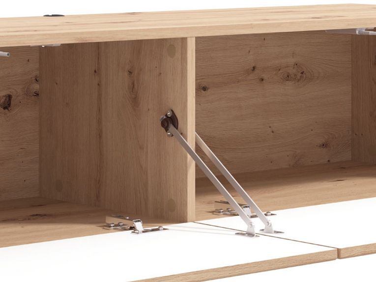 Mobile Porta tv Marrone Rovere Nodi un Ripiano 2 Ante 154x41.5x32h cm, Anta Effetto Rigato - Cedrasco