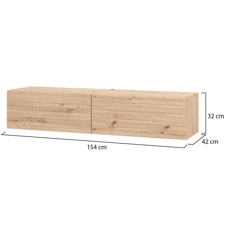 Mobile Porta tv Marrone Rovere Nodi un Ripiano 2 Ante 154x41.5x32h cm, Anta Effetto Rigato - Cedrasco