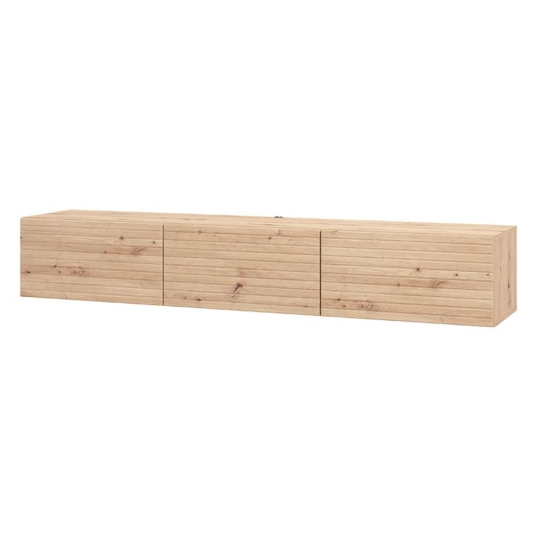 Mobile Porta tv Marrone Rovere Nodi un Ripiano 3 Ante 192x41.5x32h cm, Anta Effetto Rigato - Melazzo
