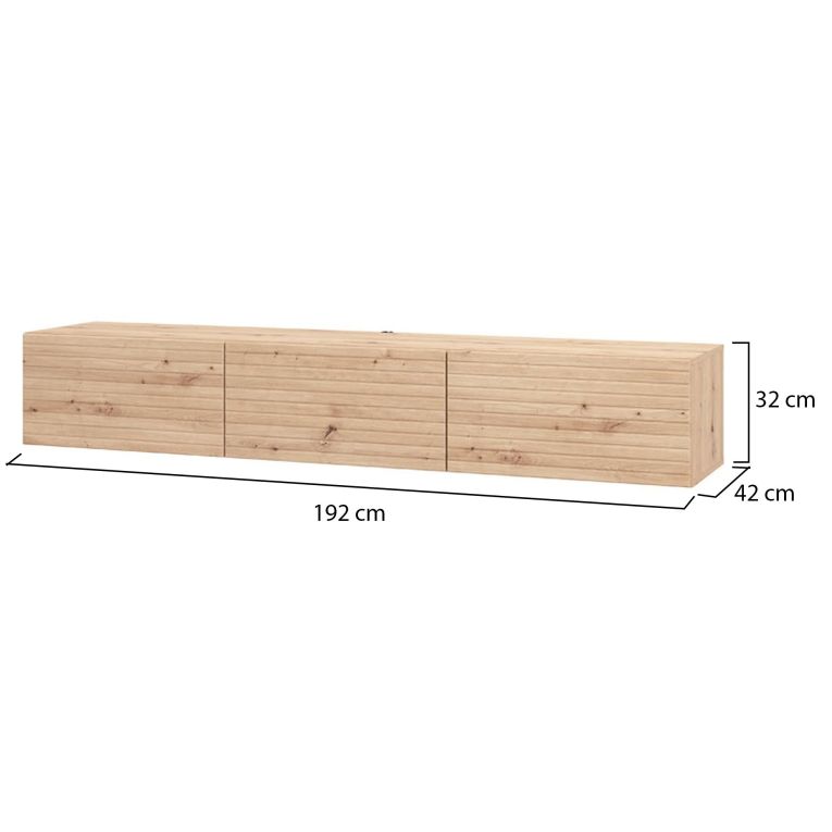 Mobile Porta tv Marrone Rovere Nodi un Ripiano 3 Ante 192x41.5x32h cm, Anta Effetto Rigato - Melazzo
