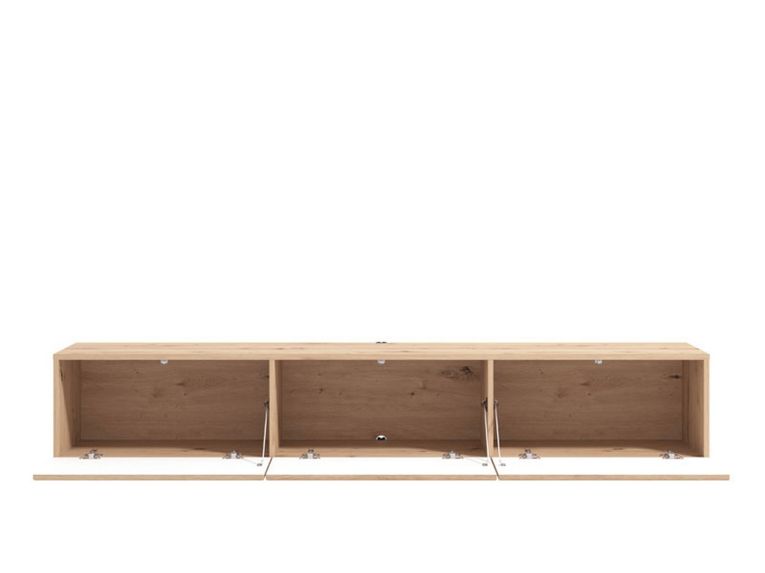 Mobile Porta tv Marrone Rovere Nodi un Ripiano 3 Ante 192x41.5x32h cm, Anta Effetto Rigato - Melazzo
