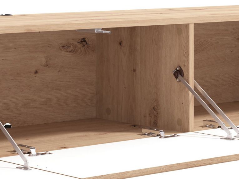 Mobile Porta tv Marrone Rovere Nodi un Ripiano 3 Ante 192x41.5x32h cm, Anta Effetto Rigato - Melazzo