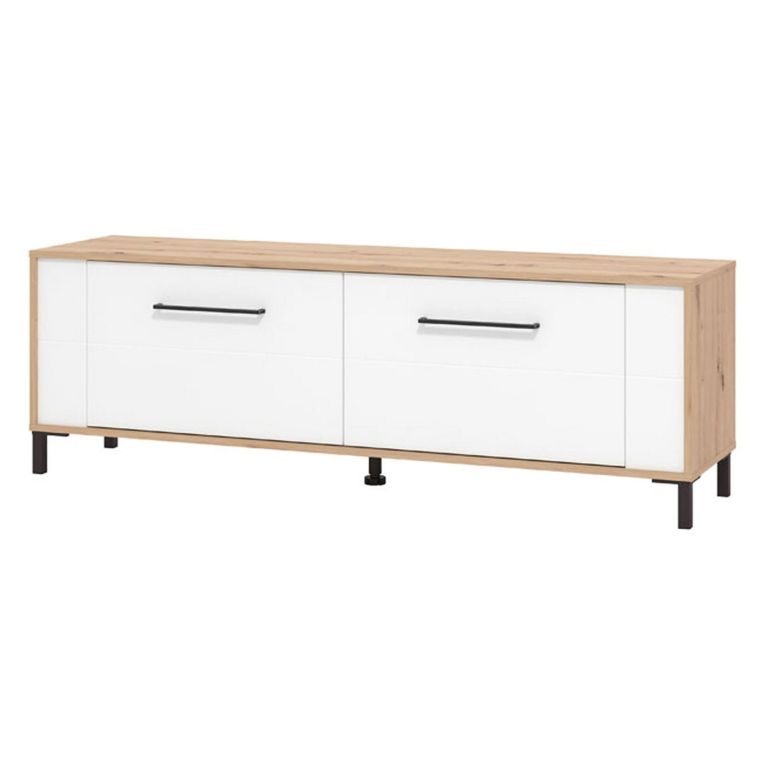 Mobile Porta tv Marrone Rovere Nodi un Ripiano Apertura a Ribalta 157x40x52h cm, 2 Ante - Nazzaro