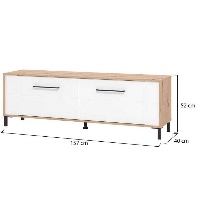 Mobile Porta tv Marrone Rovere Nodi un Ripiano Apertura a Ribalta 157x40x52h cm, 2 Ante - Nazzaro