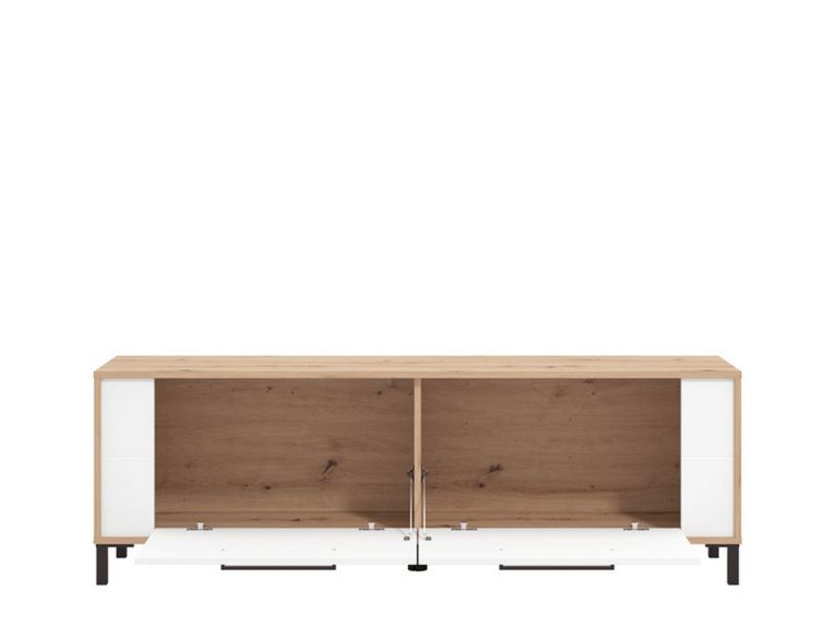 Mobile Porta tv Marrone Rovere Nodi un Ripiano Apertura a Ribalta 157x40x52h cm, 2 Ante - Nazzaro