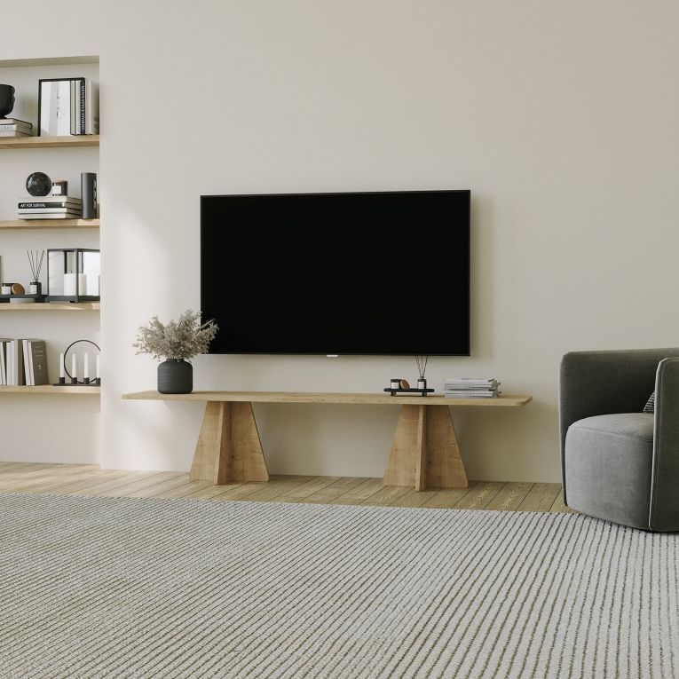 Mobile Porta tv Marrone Rovere Peso Supportato 40 kg Installazione a Terra 180x42x40h cm, Sfumatura Colore Struttura Rovere - Cairano