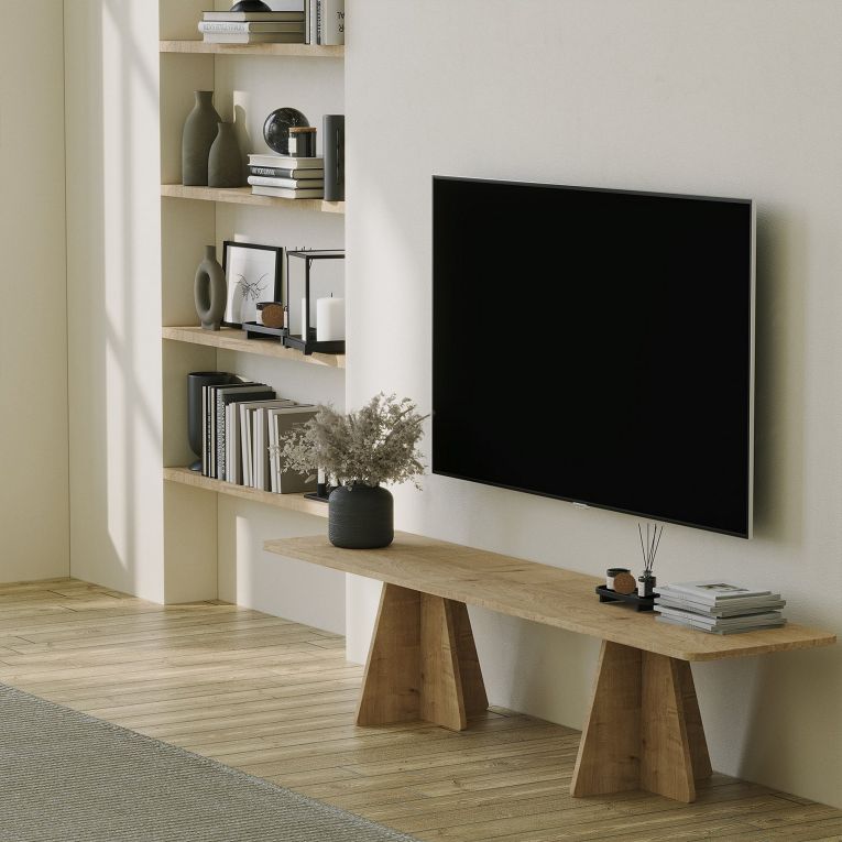 Mobile Porta tv Marrone Rovere Peso Supportato 40 kg Installazione a Terra 180x42x40h cm, Sfumatura Colore Struttura Rovere - Cairano