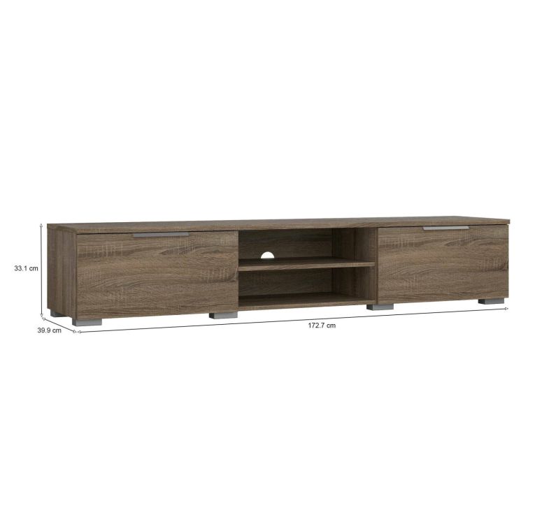 Mobile Porta tv Marrone Rovere Scuro 2 Cassetti un Ripiano 173x40x33h cm, 4 Vani - Ammiro