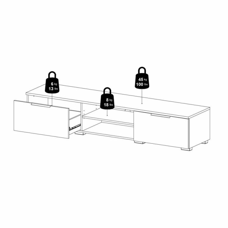 Mobile Porta tv Marrone Rovere Scuro 2 Cassetti un Ripiano 173x40x33h cm, 4 Vani - Ammiro
