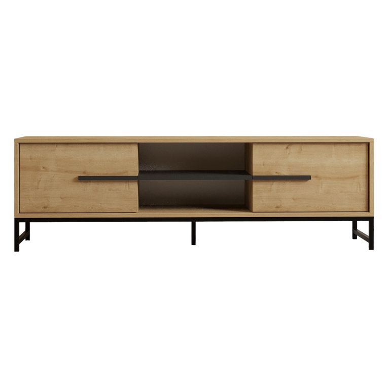 Mobile Porta tv Marrone Rovere un Ripiano 2 Ante 160x40x50h cm, 4 Vani - Cinaglio