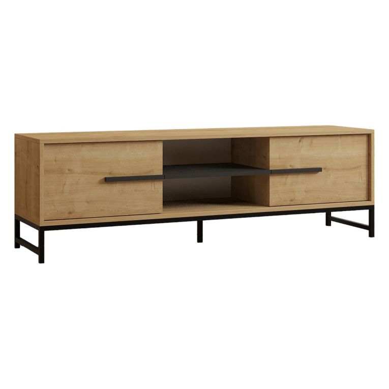 Mobile Porta tv Marrone Rovere un Ripiano 2 Ante 160x40x50h cm, 4 Vani - Cinaglio