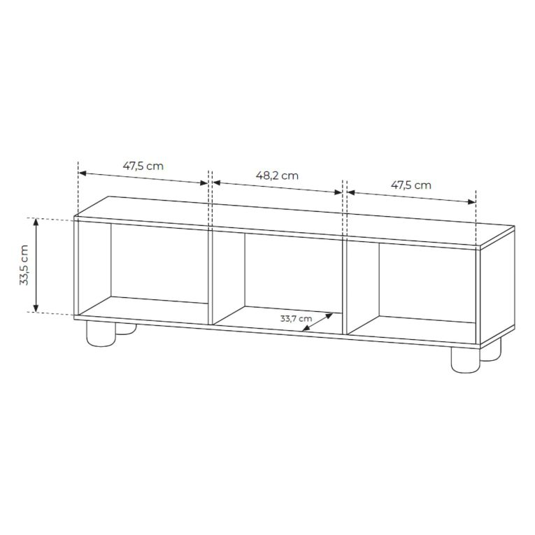 Mobile Porta tv Marrone Rovere un Ripiano 3 Ante 150x38x47h cm, Angoli Arrotondati - Gareto
