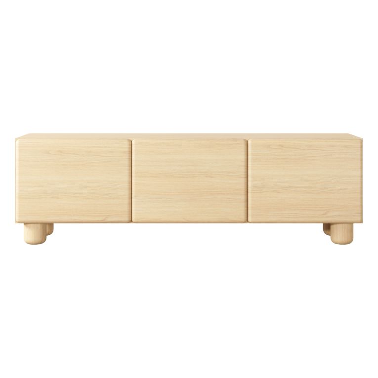 Mobile Porta tv Marrone Rovere un Ripiano 3 Ante 150x38x47h cm, Angoli Arrotondati - Gareto