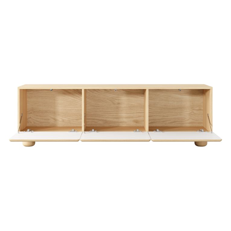 Mobile Porta tv Marrone Rovere un Ripiano 3 Ante 150x38x47h cm, Angoli Arrotondati - Gareto