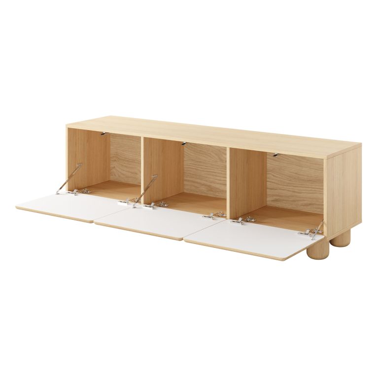 Mobile Porta tv Marrone Rovere un Ripiano 3 Ante 150x38x47h cm, Angoli Arrotondati - Gareto