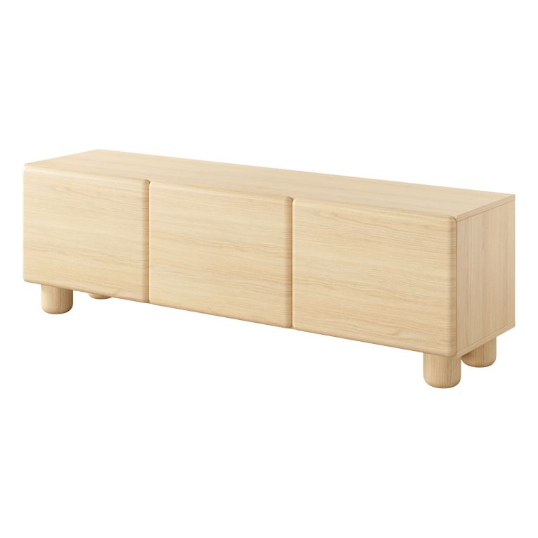Mobile Porta tv Marrone Rovere un Ripiano 3 Ante 150x38x47h cm, Angoli Arrotondati - Gareto