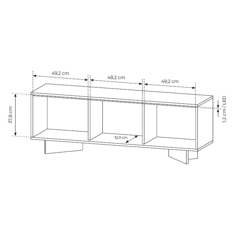 Mobile Porta tv Marrone Rovere un Ripiano 3 Ante 154x40x54h cm, Ante Effetto Rigato con led - Kamele