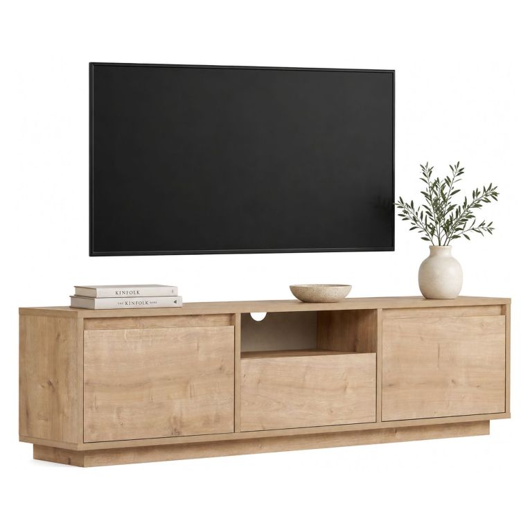 Mobile Porta tv Marrone Rovere un Ripiano 3 Ante 160x30x42h cm, 4 Vani - Morrigan