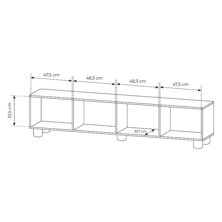 Mobile Porta tv Marrone Rovere un Ripiano 4 Ante 200x38x47h cm, Angoli Arrotondati - Kaleriha