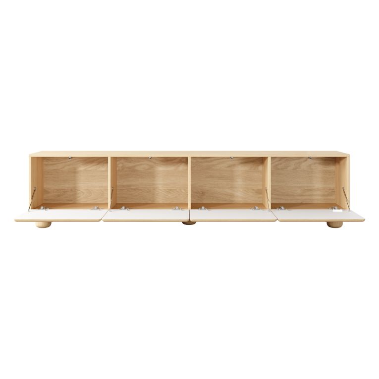 Mobile Porta tv Marrone Rovere un Ripiano 4 Ante 200x38x47h cm, Angoli Arrotondati - Kaleriha