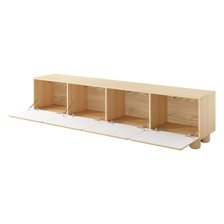 Mobile Porta tv Marrone Rovere un Ripiano 4 Ante 200x38x47h cm, Angoli Arrotondati - Kaleriha