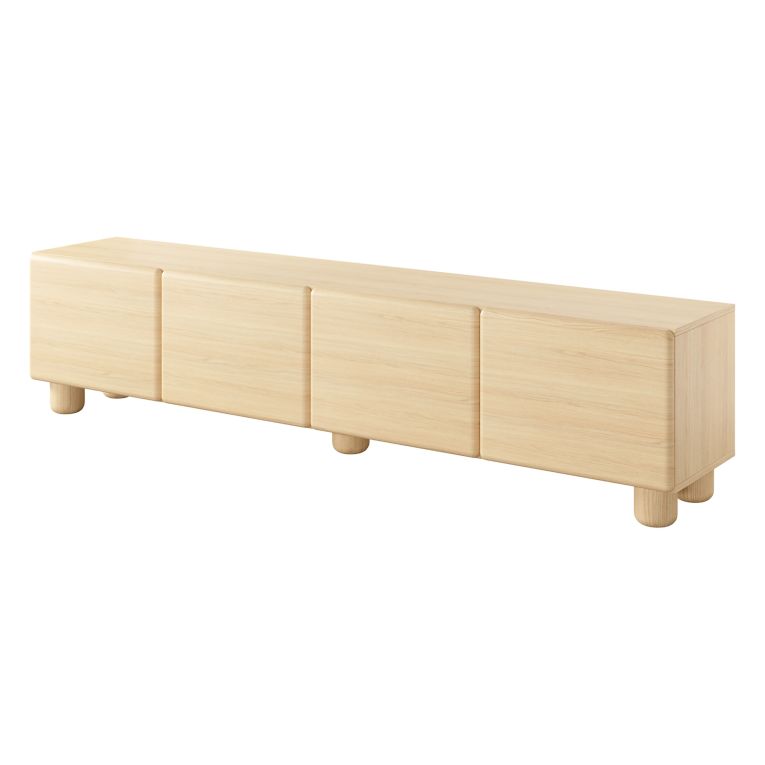Mobile Porta tv Marrone Rovere un Ripiano 4 Ante 200x38x47h cm, Angoli Arrotondati - Kaleriha