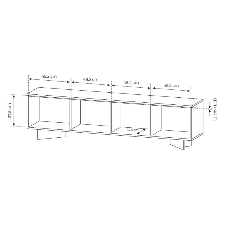 Mobile Porta tv Marrone Rovere un Ripiano 4 Ante 204x40x54h cm, Ante Effetto Rigato con led - Kame