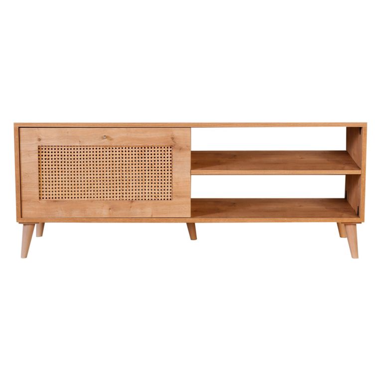 Mobile Porta tv Marrone Rovere un Ripiano Apertura a Ribalta 138x41x55h cm, Un'anta - Lauria