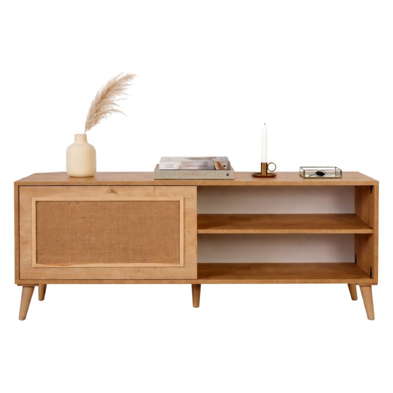 Mobile Porta tv Marrone Rovere un Ripiano Apertura a Ribalta 138x41x55h cm, Un'anta - Pesio