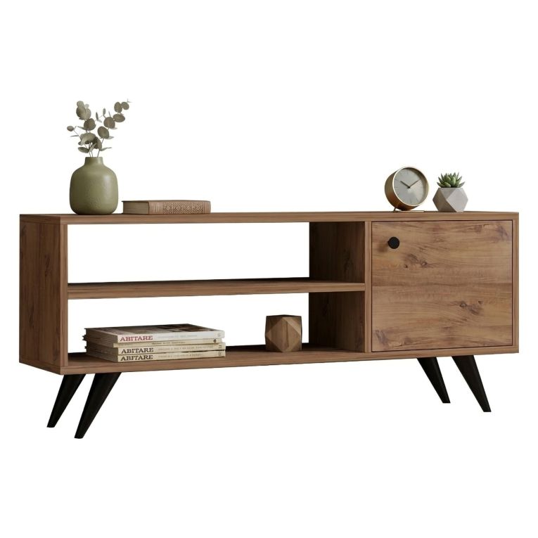 Mobile Porta tv Marrone Rovere un Ripiano Un'anta 120x29x50h cm, 3 Vani - Spinola