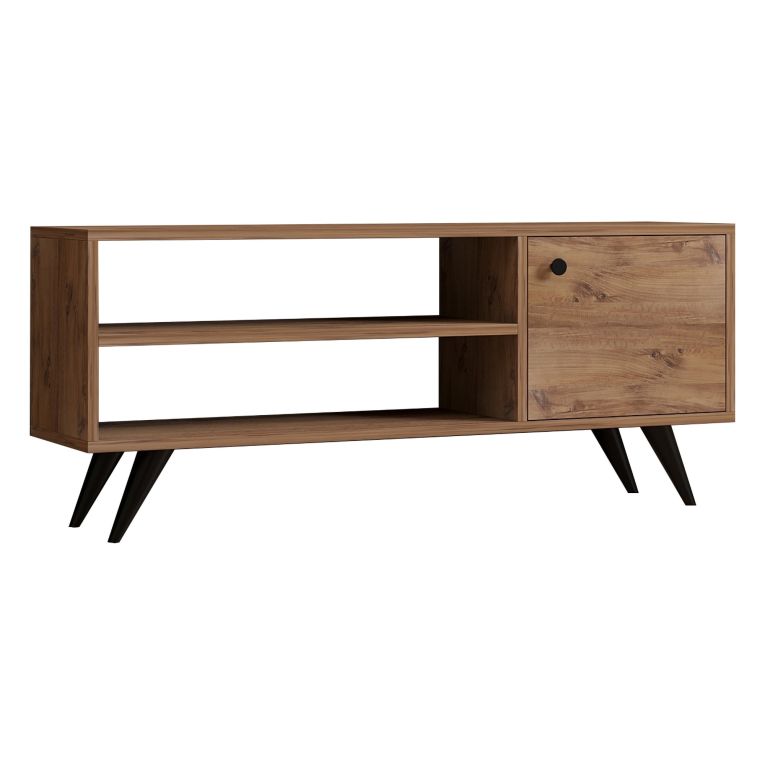 Mobile Porta tv Marrone Rovere un Ripiano Un'anta 120x29x50h cm, 3 Vani - Spinola